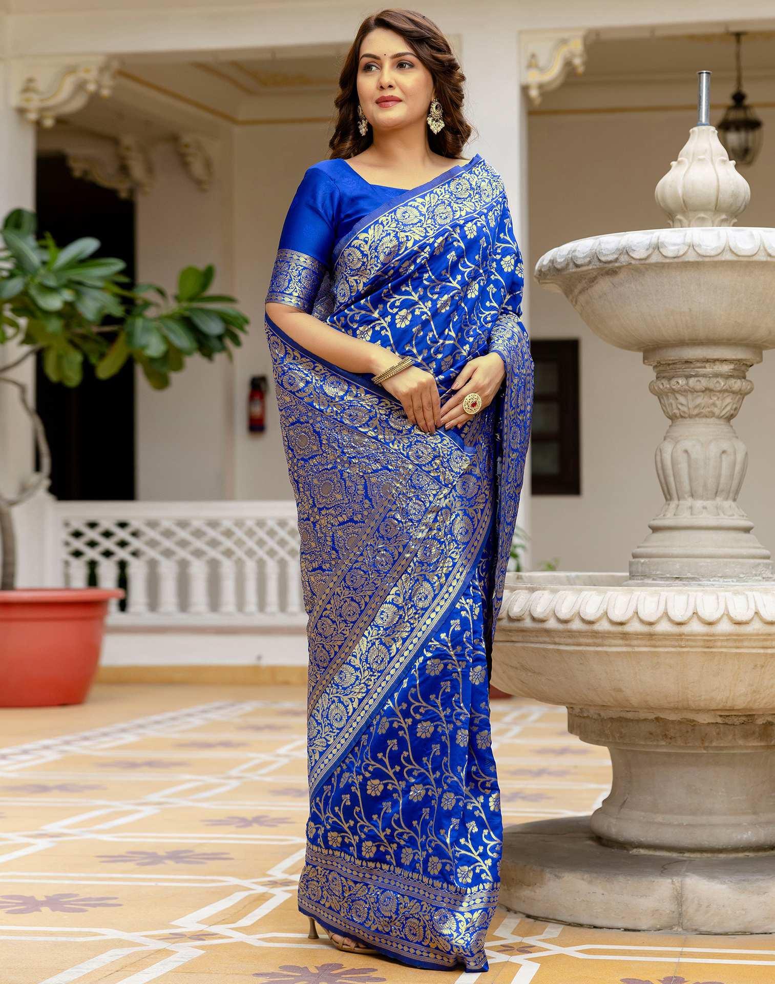 Banarasi Silk Saree in Royal Blue