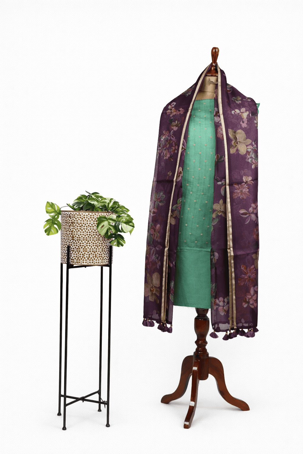 CHANDERI WITH KORA DUPATTA