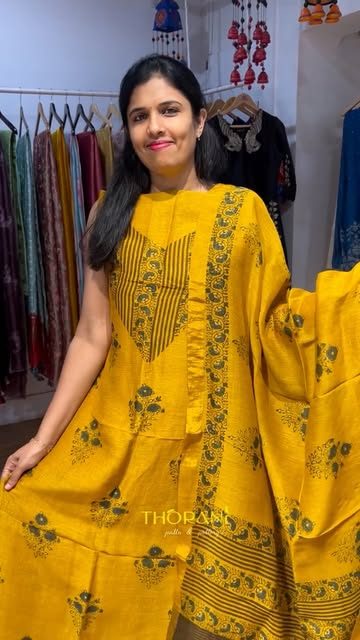 yellow tussar kalamkari applique - best-effort match from House of Thorani Instagram