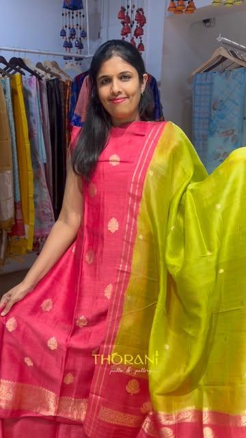 majenta mul chanderi applique