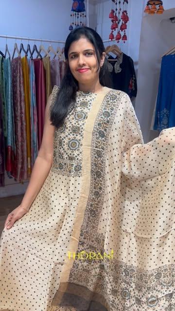 white chanderi applique with slip