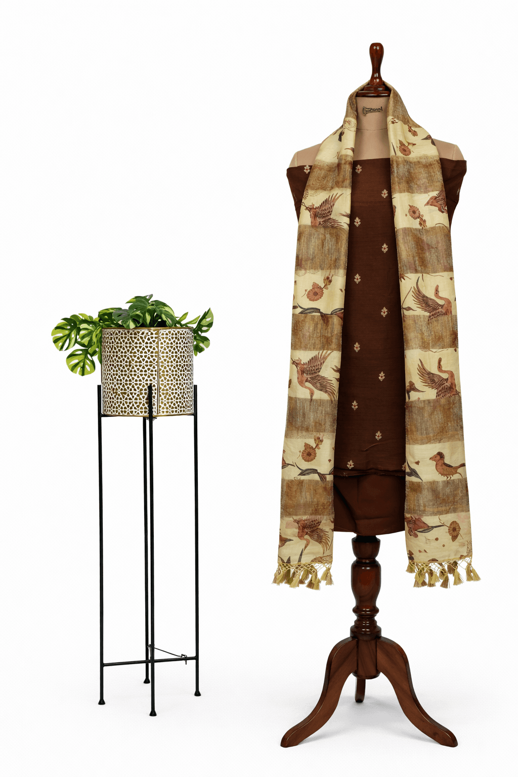 MOONGA SILK WITH CHANDERI DUPATTA
